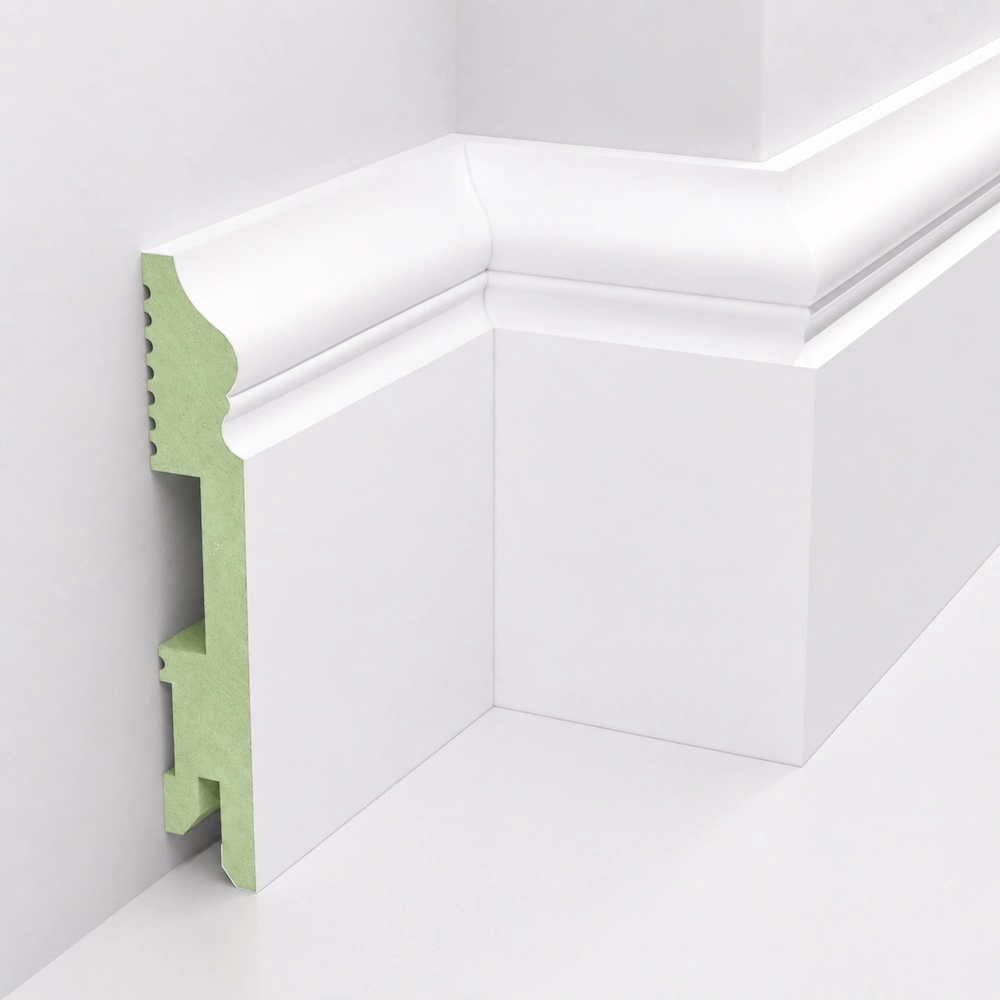 PRÓBKA 20 CM - Listwa przypodłogowa MDF lakierowana biała wilgocioodporna FOGE LB3 - 10cm