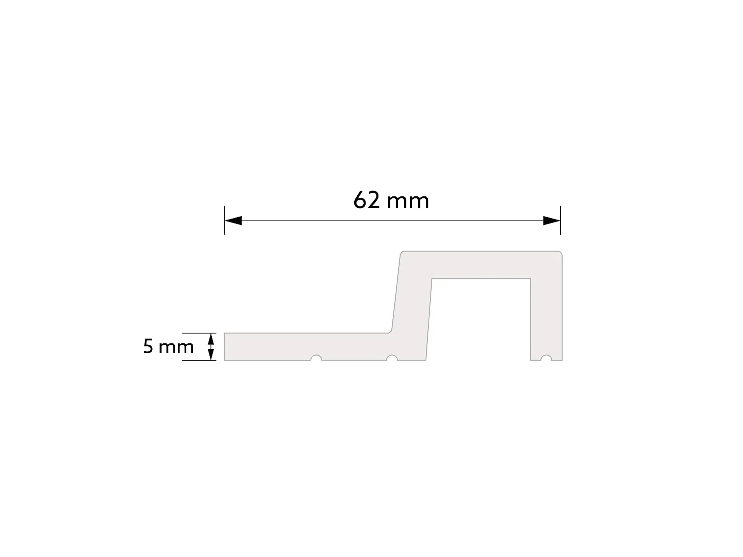 Prawe zakończenie lameli L0304RT kolor ciemny dąb wym. 200 x 2 x 6.2 cm, z PolyForce