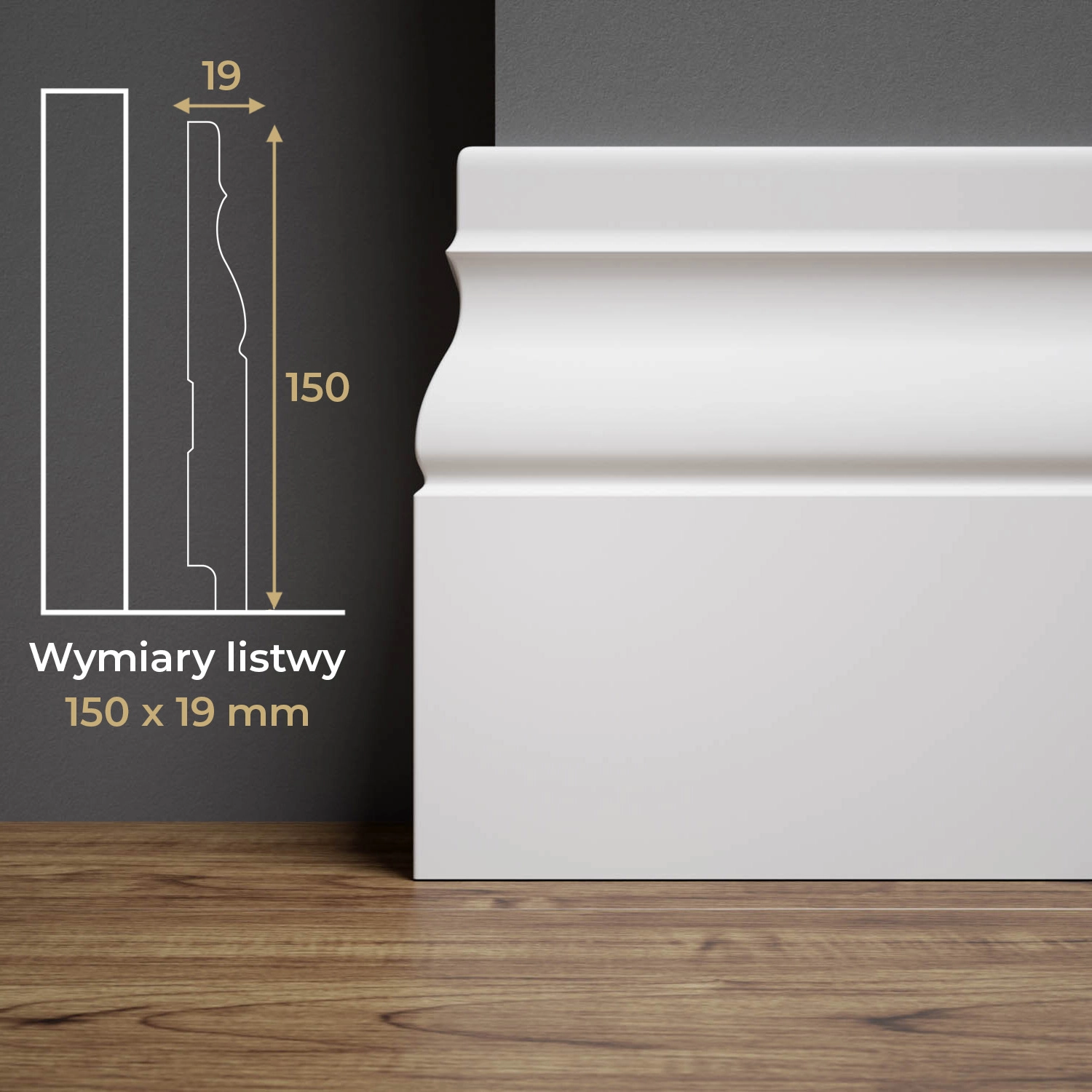Listwa przypodłogowa MDF lakierowana biała z wodoodporną powłoką BONITA 15cm