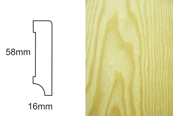 Listwa przypodłogowa fornirowana lakierowana CP58 Sosna (240 cm x 5,8 cm x 1,6 cm)