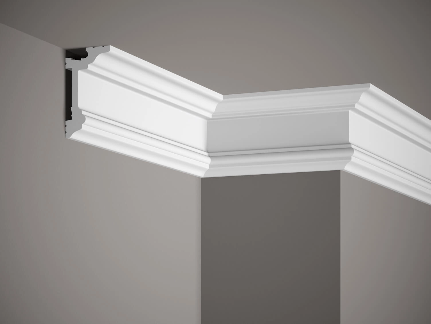 Wielofunkcyjna listwa sufitowa MD137 biała wym. 200 x 5.5 x 9.6 cm, z PolyForce