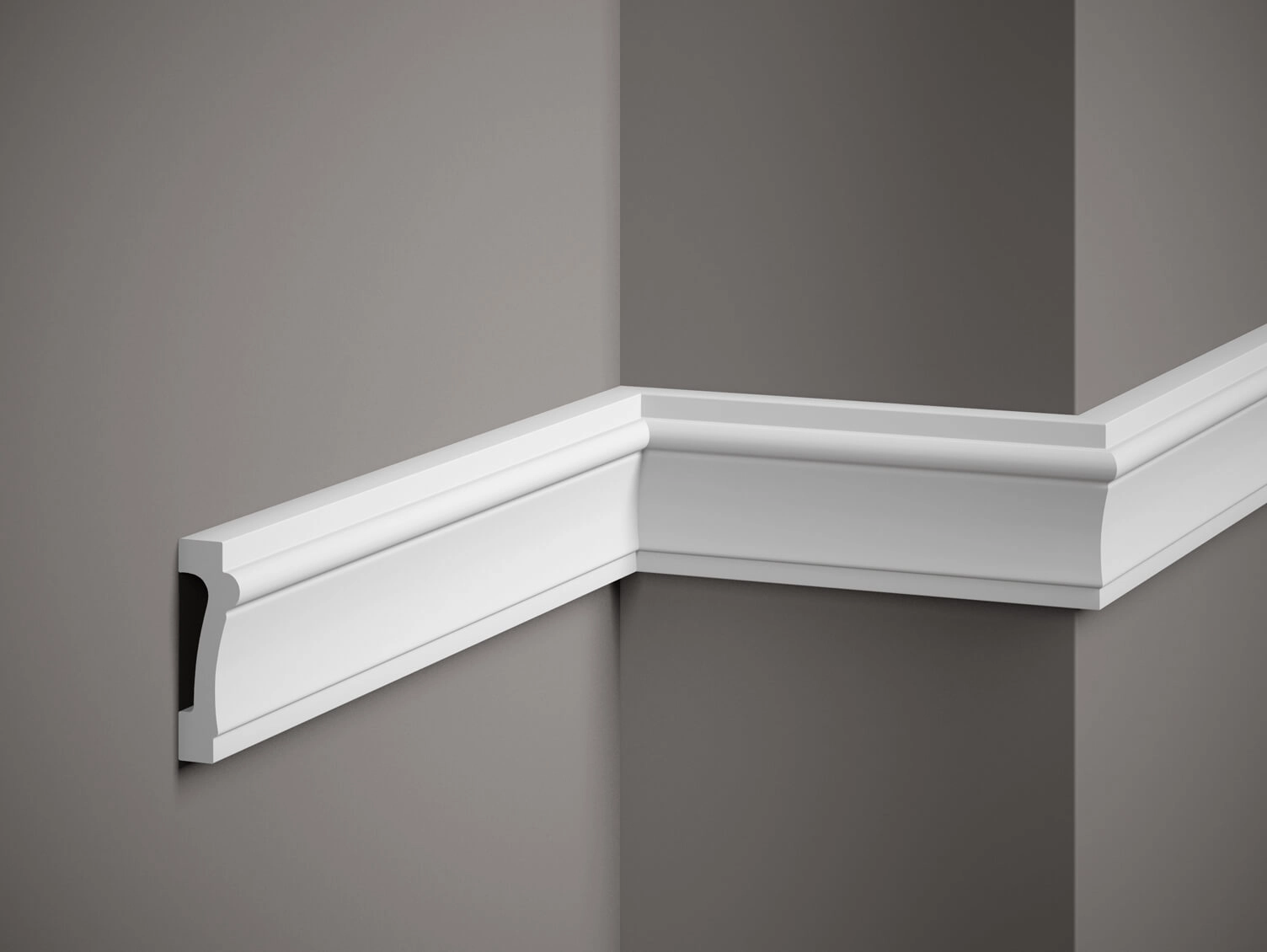 Listwa ścienna biała MD007 wym. 200 x 2.3 x 7.3 cm, z PolyForce