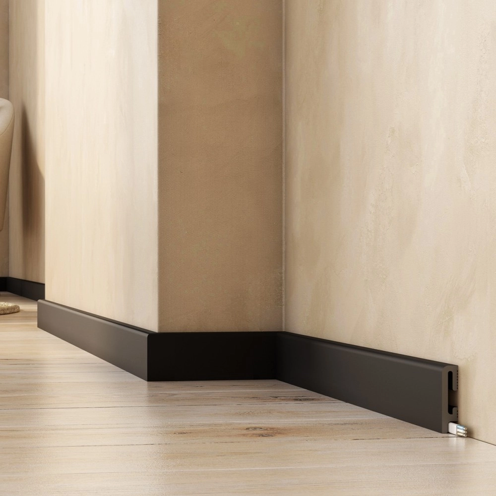 PRÓBKA 20 cm - Listwa przypodłogowa Premium Floor Durofit PF060B czarna 6 cm
