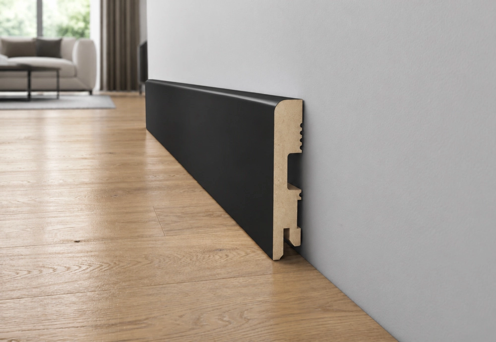 Listwa przypodłogowa MDF lakierowana czarna RAL 9005 - FOGE LB1 - 8cm