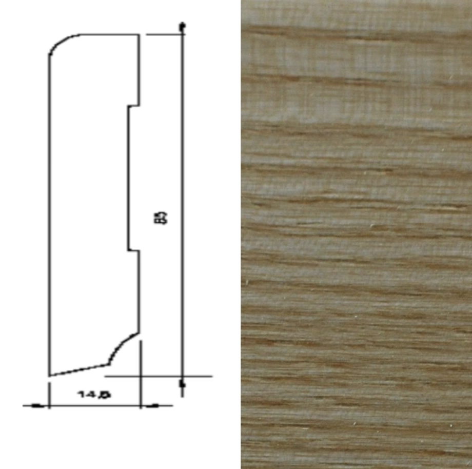 Drewniana listwa przypodłogowa lakierowana 60/16 (240 cm x 6 cm x 1,5 cm) Jesion