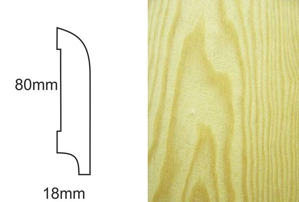 Listwa przypodłogowa fornirowana nielakierowana CP80 R25 (240 cm x 8 cm x 1,8 cm) sosna
