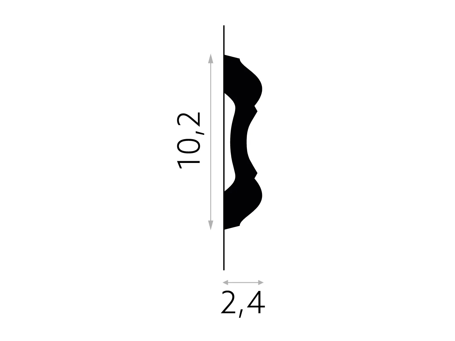 Listwa ścienna MDD345 biała wym. 200 x 2.4 x 10.2 cm, z ProFoam