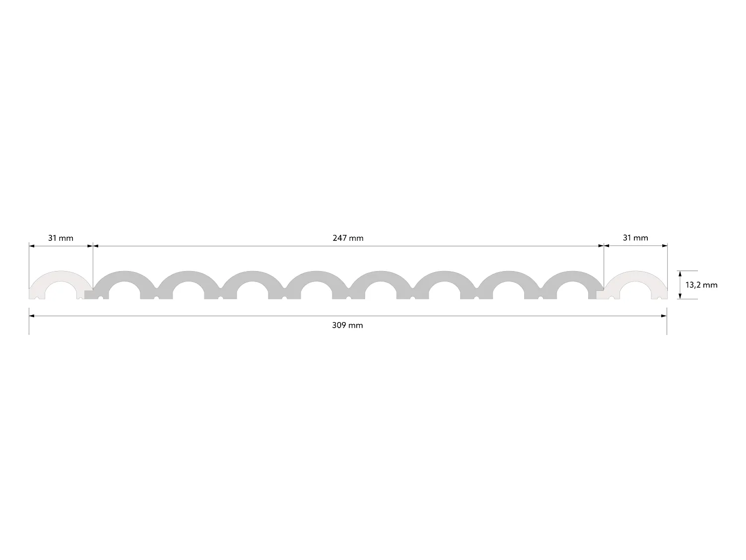 Prawe zakończenie panela lamelowego WP001RTP Duna wym. 200 x 1.32 x 3.1 cm, biały RAL 9003, z PolyForce
