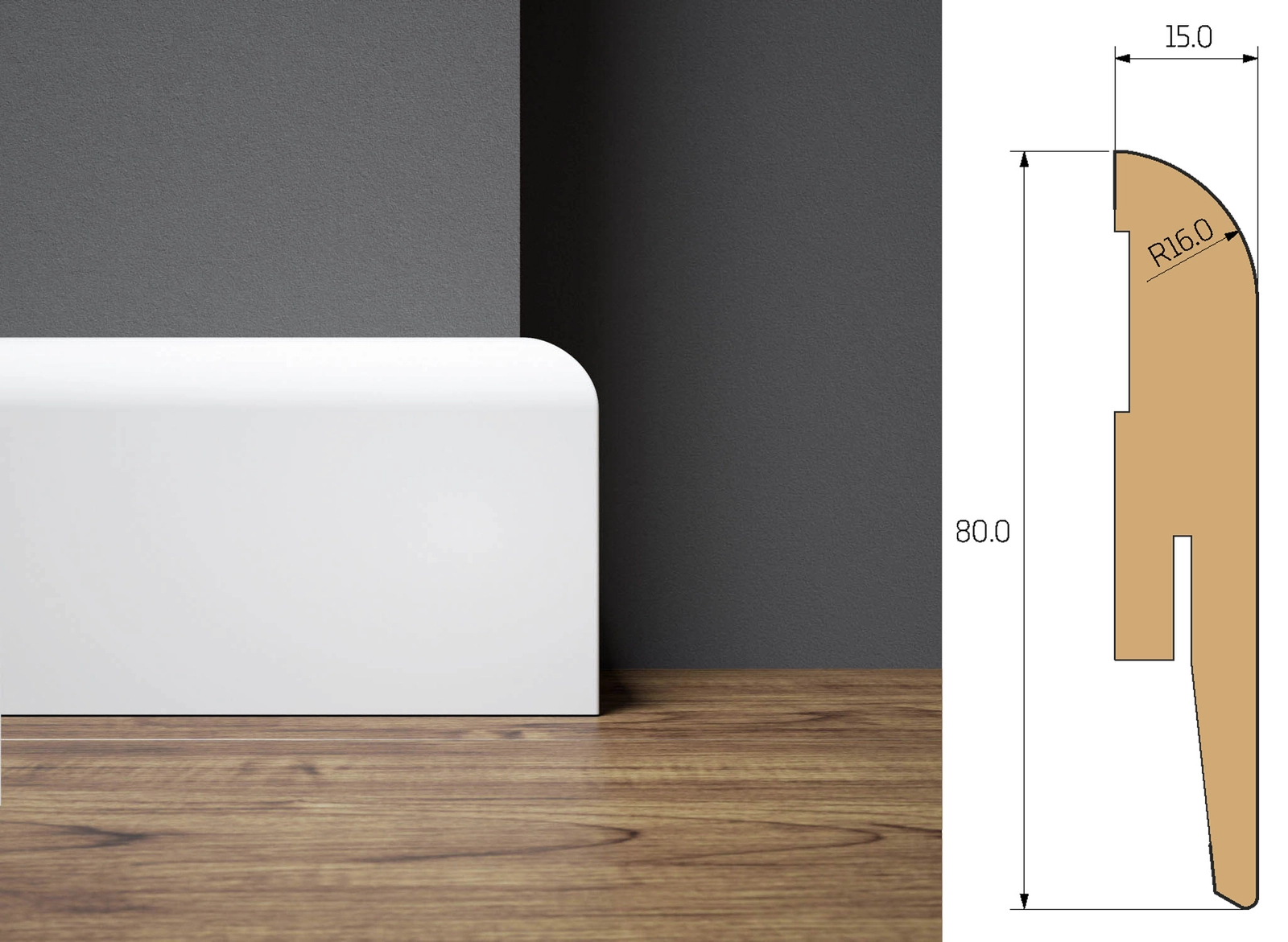 Listwa przypodłogowa MDF OTTO, Biała Premium, 8cm