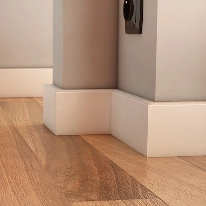 Listwa przypodłogowa MDF Plus wilgocioodporna biała R3 (205 cm x 8 cm x 1,6 cm) lakier półmatowy RAL 9003