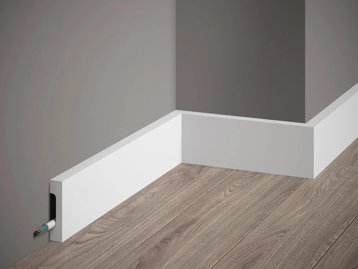 Listwa przypodłogowa Premium MD359P biała wym. 200 x 1.6 x 7 cm, z PolyForce