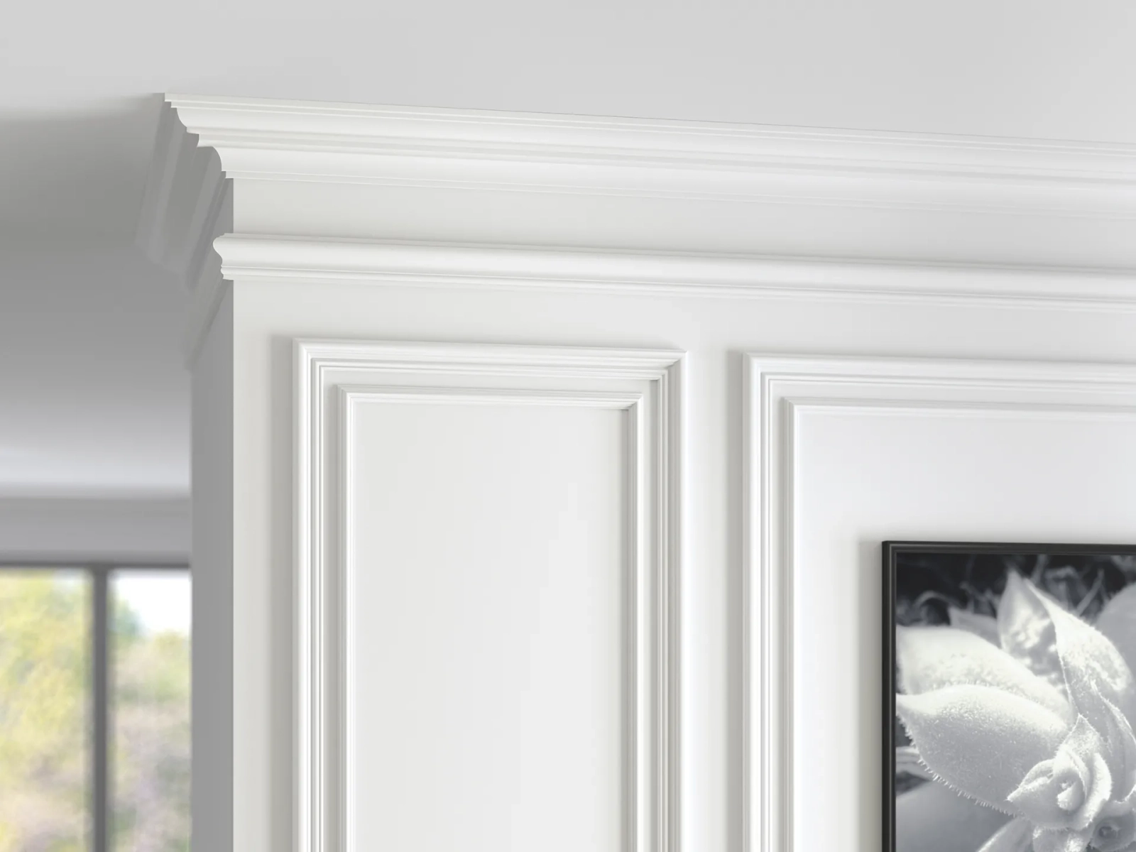 Listwa przysufitowa biała MDB117 wym. 200 x 9.2 x 8.3 cm, z ProFoam