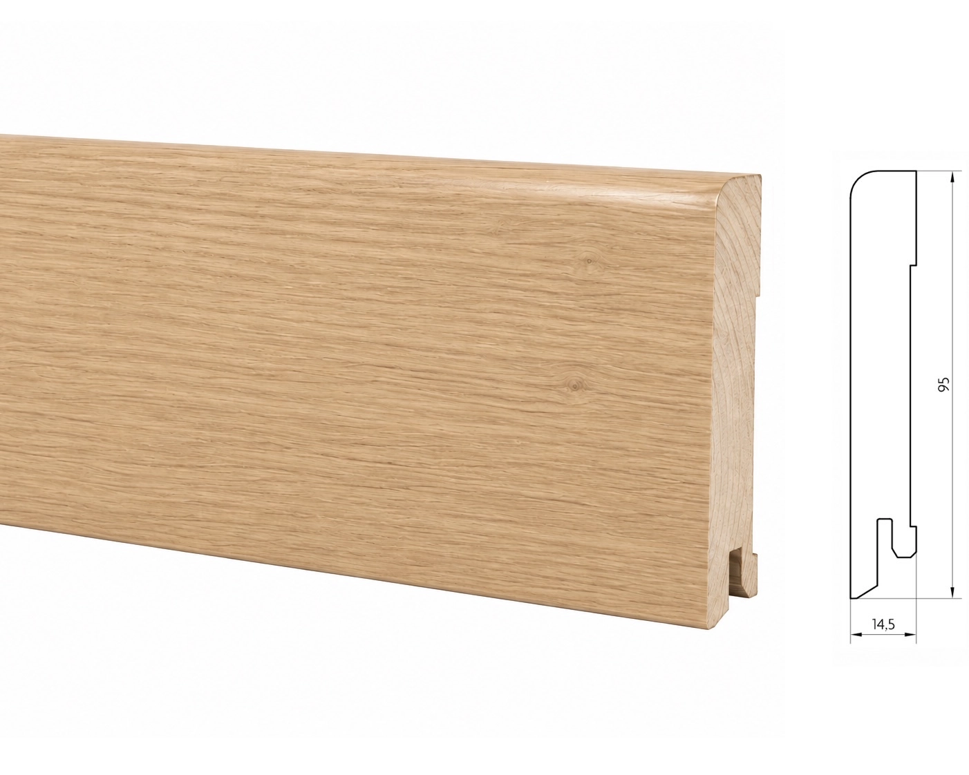 Listwa przypodłogowa drewniana 95x15 mm - dąb europejski lakierowany