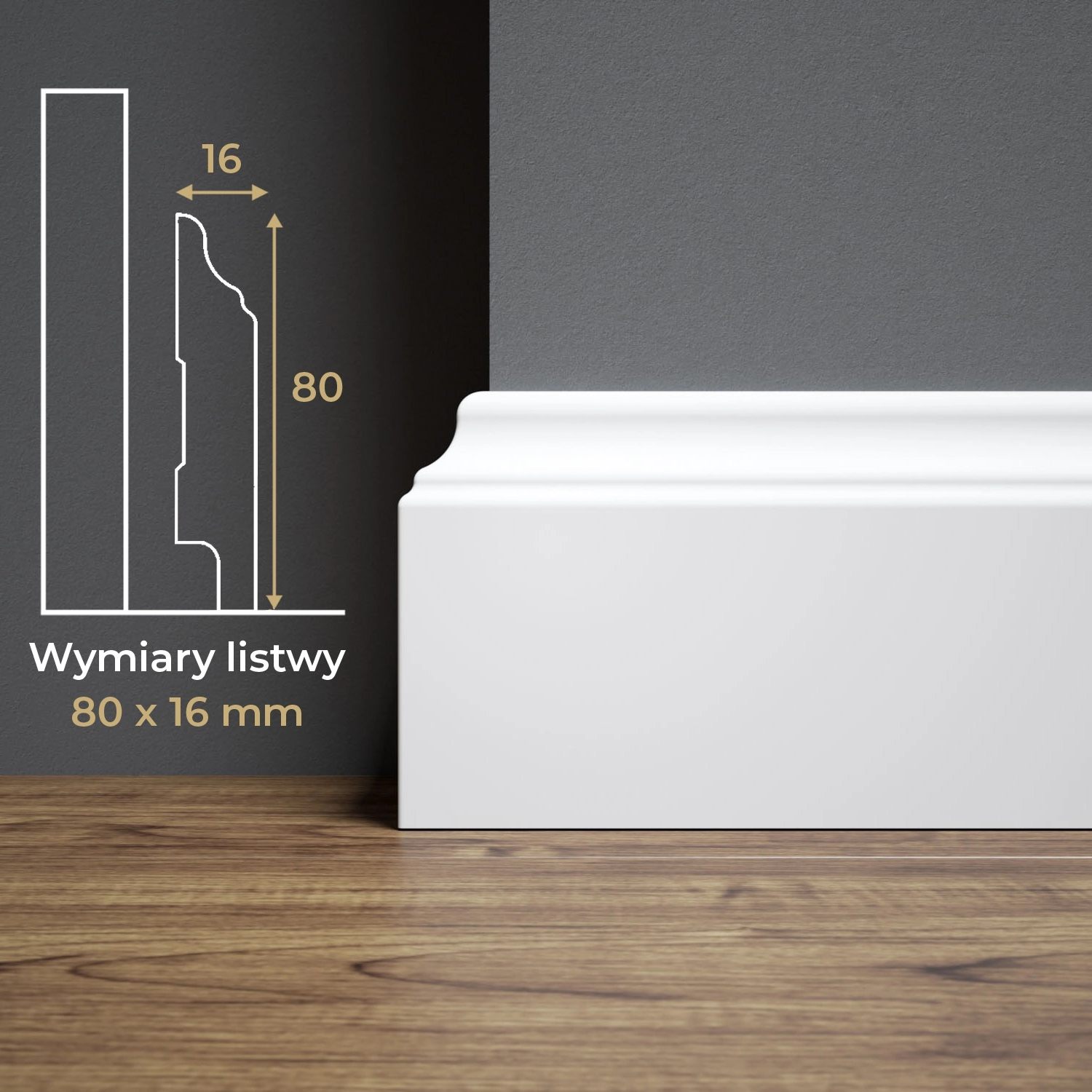 Listwa przypodłogowa MDF lakierowana biała z wodoodporną powłoką HAVANA 8cm