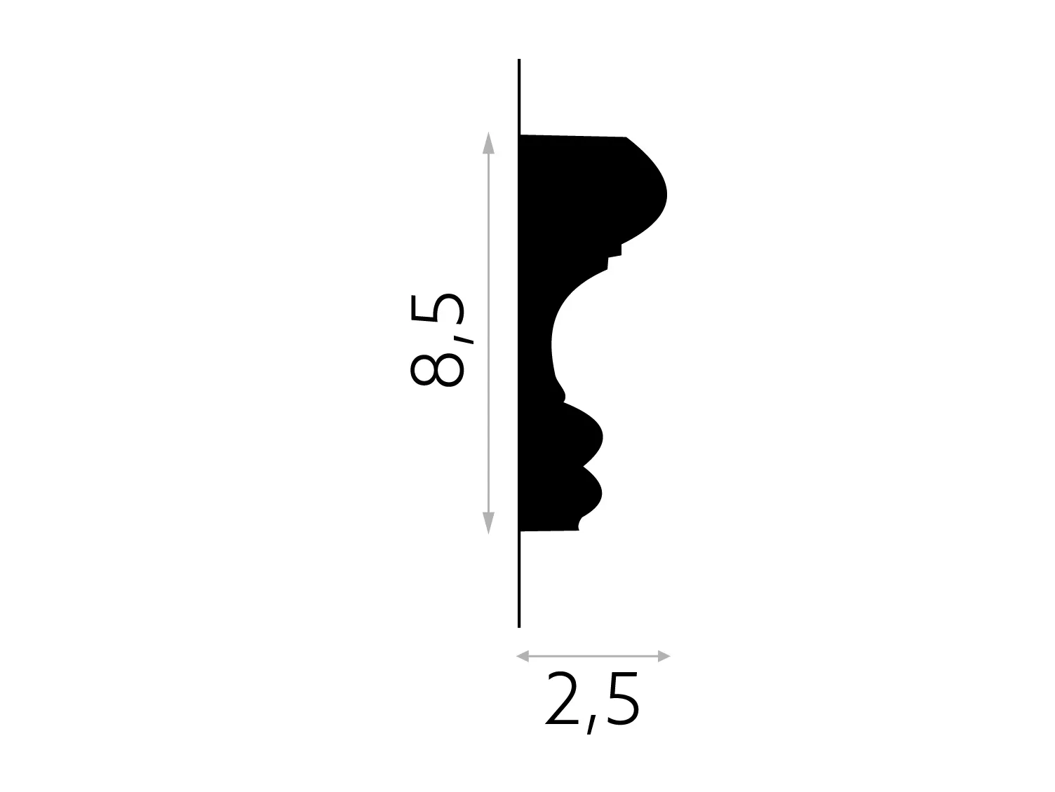 Listwa ścenna MDD311 biała wym. 200 x 2.5 x 8.5 cm, z ProFoam