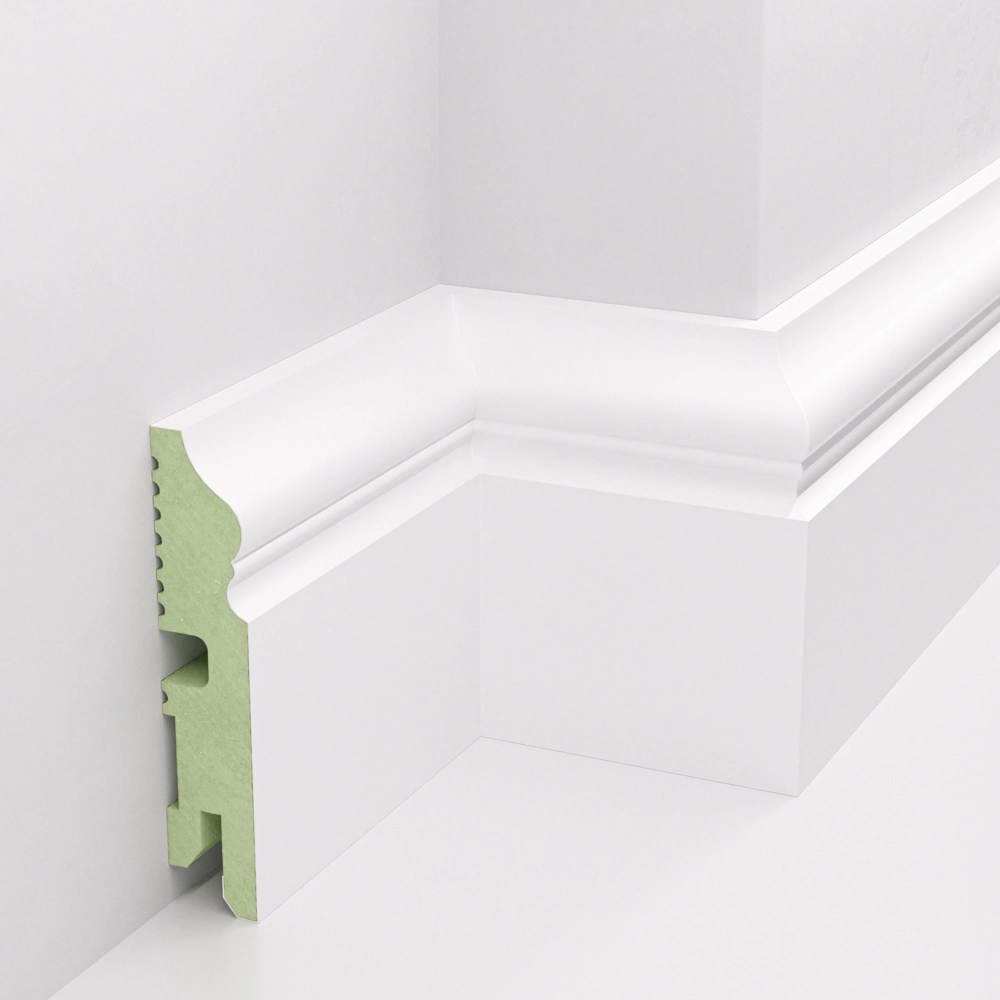 PRÓBKA 20 CM - Listwa przypodłogowa MDF lakierowana biała wilgocioodporna FOGE LB3 - 8cm