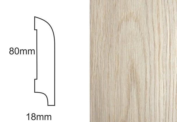 Listwa przypodłogowa fornirowana nielakierowana CP80 R25 (240 cm x 8 cm x 1,8 cm) dąb