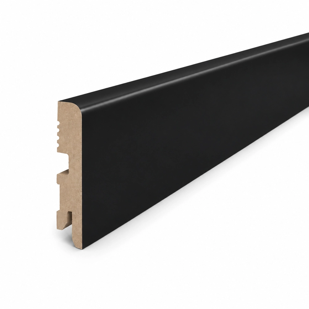 Listwa przypodłogowa MDF lakierowana czarna RAL 9005 - FOGE LB1 - 8cm