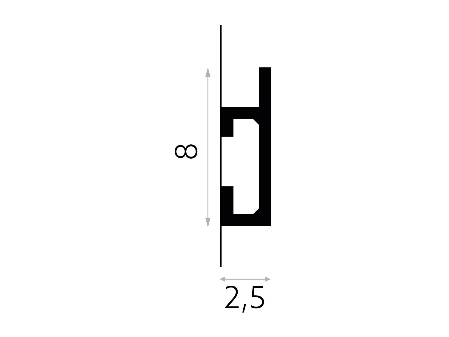 Listwa ścienna LED QL019 biała wym. 200 x 2.5 x 8 cm, z PolyForce