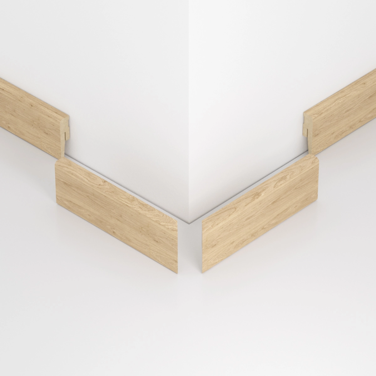 Narożnik zewnętrzny listwy przypodłogowej MDF TRIO R5, Dąb Natur, 8cm