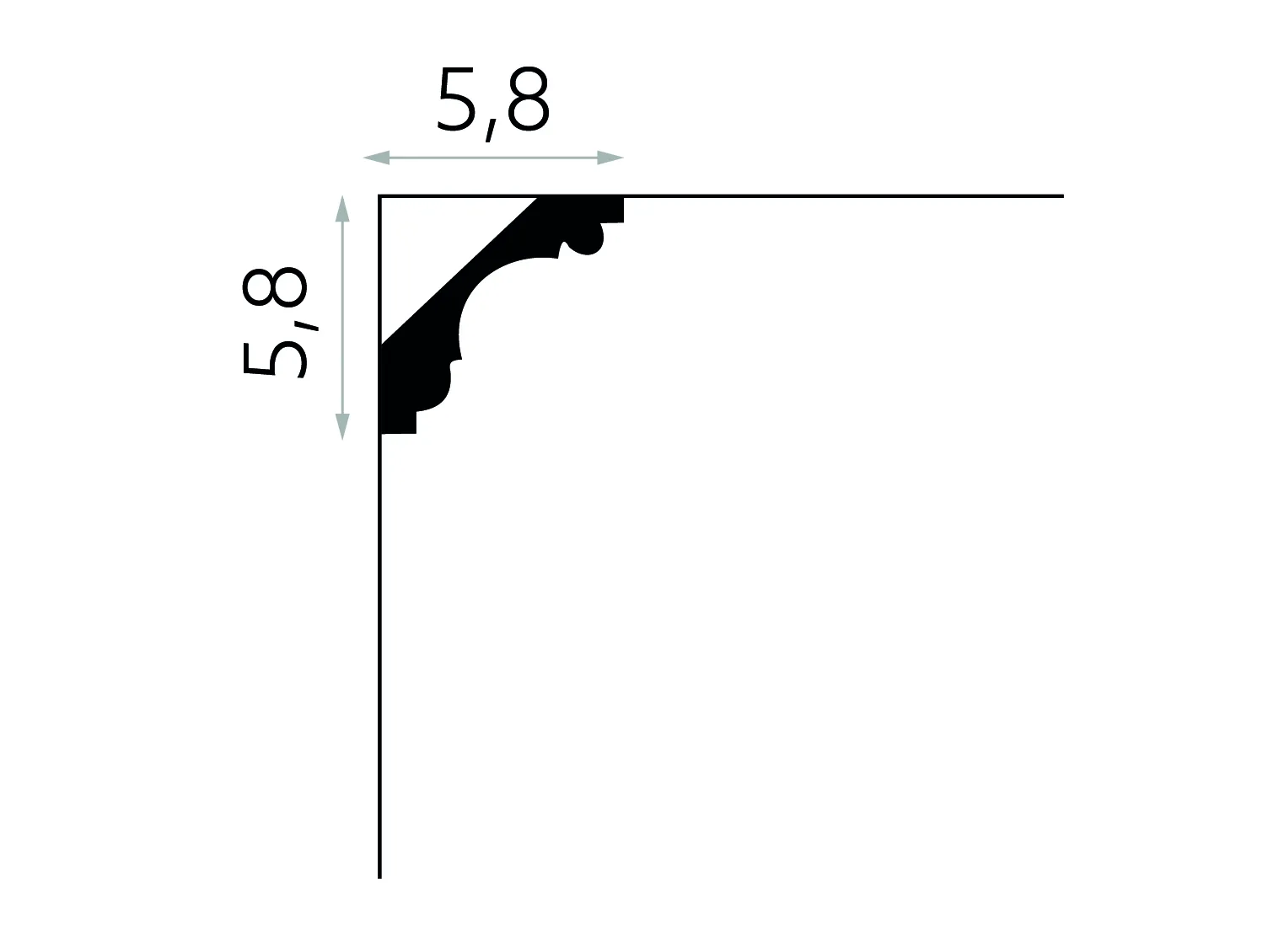 Listwa przysufitowa MDA005 biała wym. 200 x 5.8 x 5.8 cm, z ProFoam