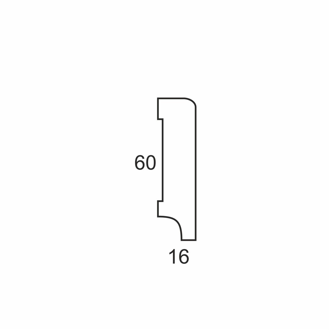 Listwa przypodłogowa MDF Plus biała R3 (262 cm x 6 cm x 1,6 cm) wilgocioodporna lakierowana półmatowa