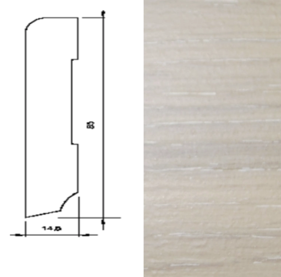 Drewniana listwa przypodłogowa lakierowana 60/16 (240 cm x 6 cm x 1,5 cm) Dąb Bryza