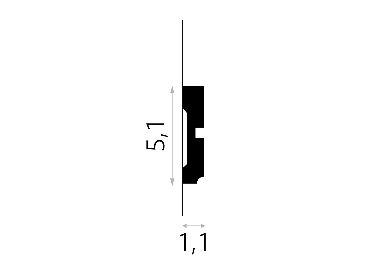 Listwa ścienna MDD414 biała wym. 200 x 1.1 x 5.1 cm, z ProFoam