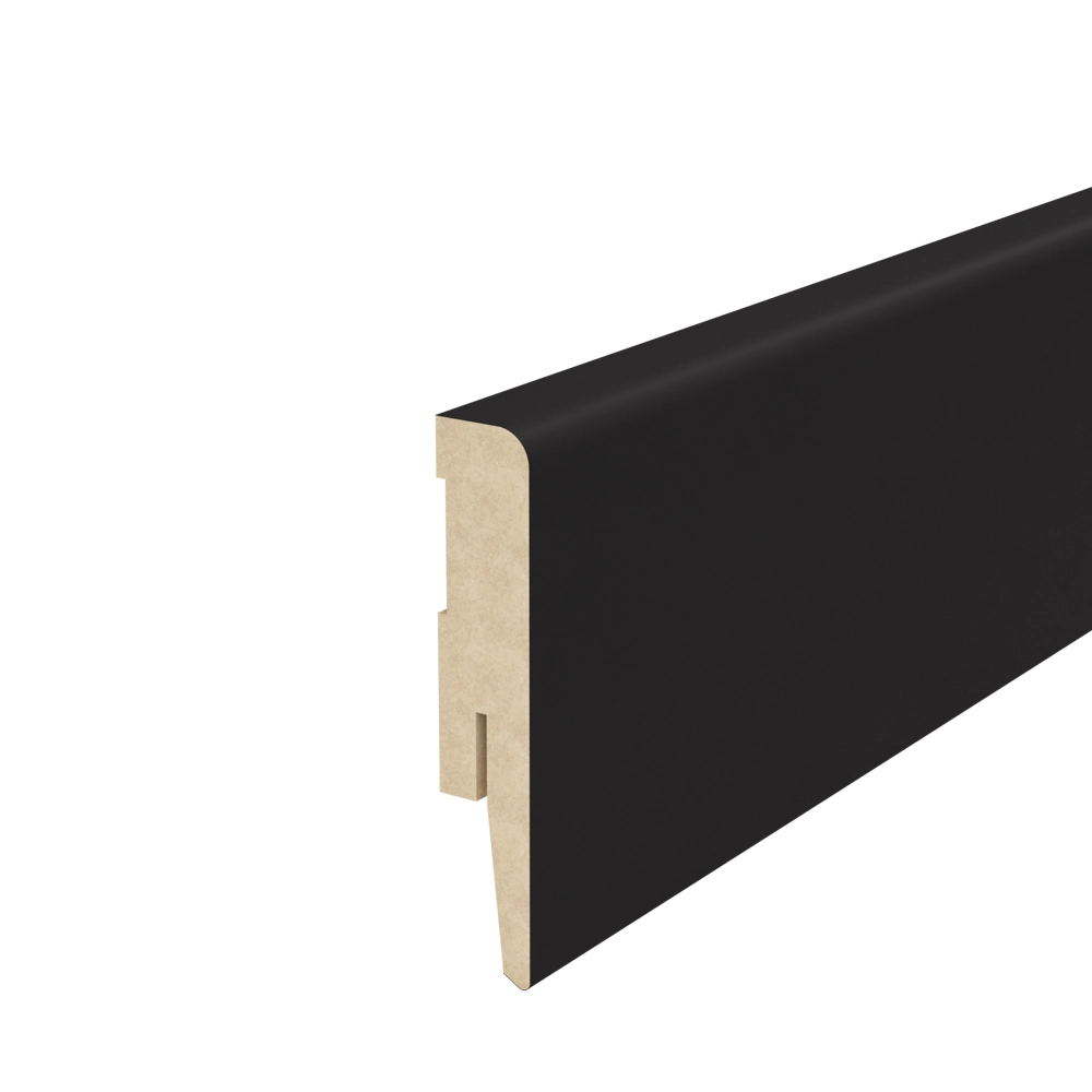 PRÓBKA 20 CM - Listwa przypodłogowa MDF TRIO R5, Czarny Mat, 8cm