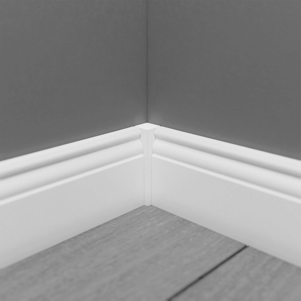 Listwa przypodłogowa MDF TRIO R5, Biała Premium, 8cm