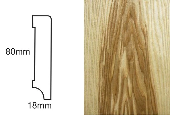 Listwa przypodłogowa fornirowana lakierowana CP80 R3 (240 cm x 8 cm x 1,8 cm) jesion ciemny