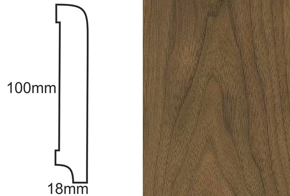 Listwa przypodłogowa fornirowana lakierowana CP100 R10 (240 cm x 10 cm x 1,8 cm) orzech