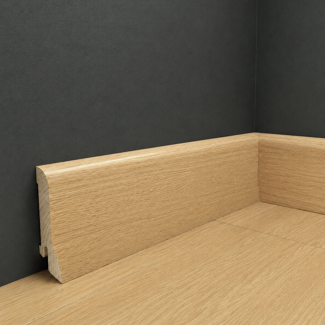 Listwa przypodłogowa drewniana do malowania, dąb europejski surowy, 60x21 mm