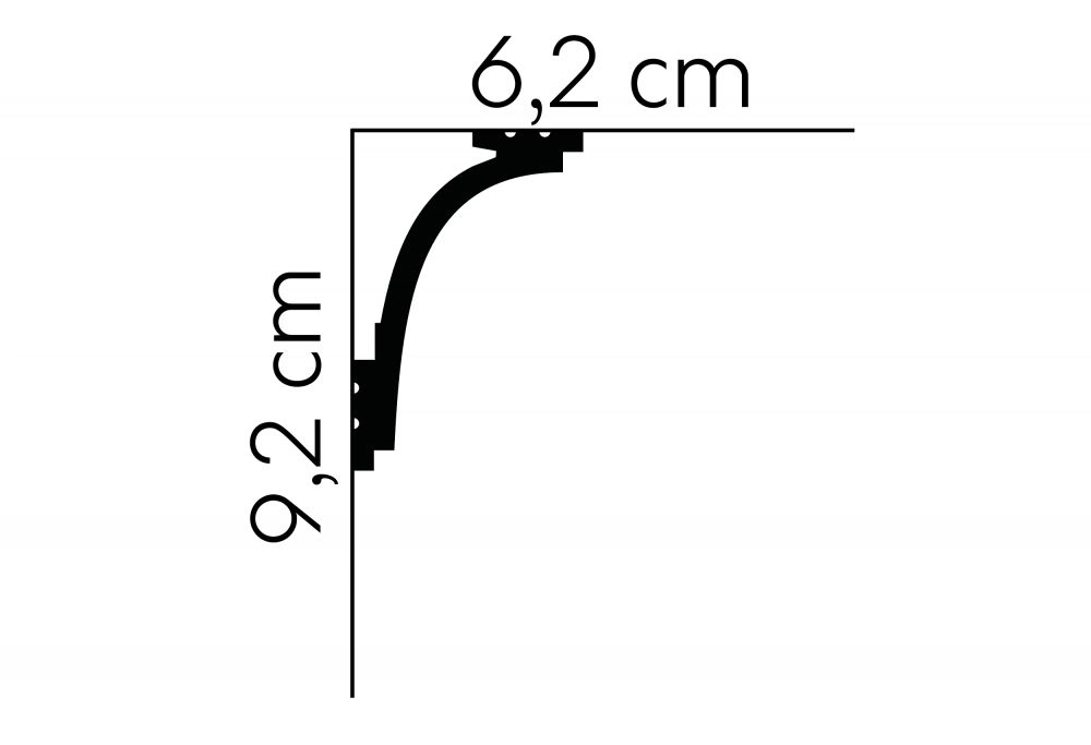 Listwa przysufitowa MD111 biała wym. 200 x 6.2 x 9.2 cm, z PolyForce