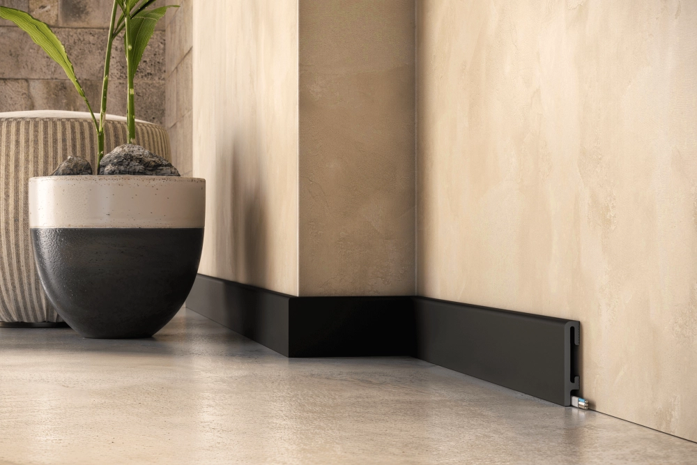 PRÓBKA 20 cm - Listwa przypodłogowa Premium Floor Durofit PF080B czarna 8 cm