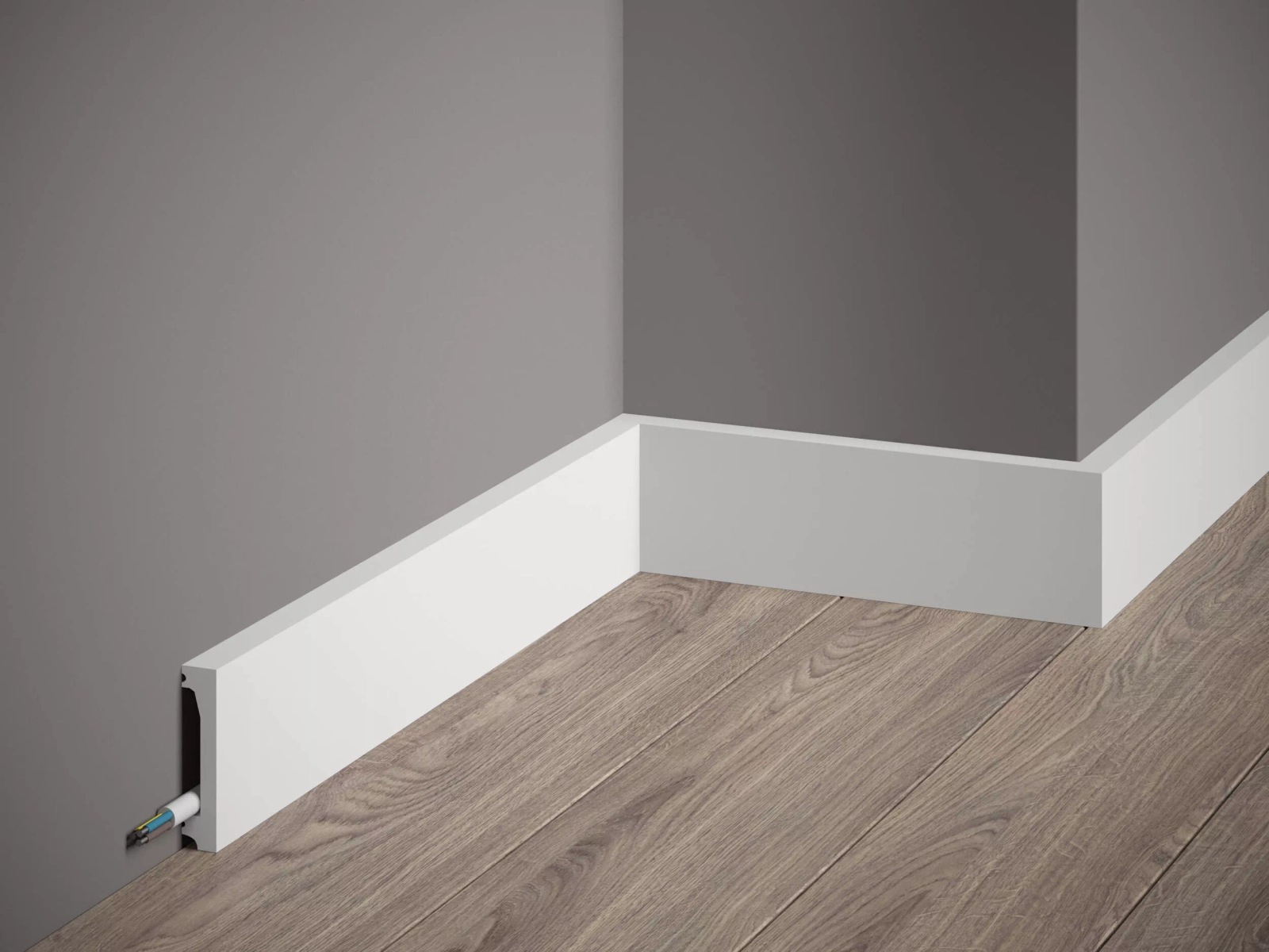 Listwa przypodłogowa MD032P biała wym. 200 x 1.3 x 6 cm, z PolyForce