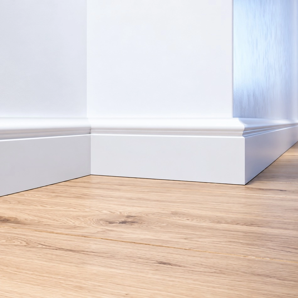 PRÓBKA 20 CM - Listwa przypodłogowa MDF lakierowana biała wilgocioodporna FOGE LB3 - 10cm