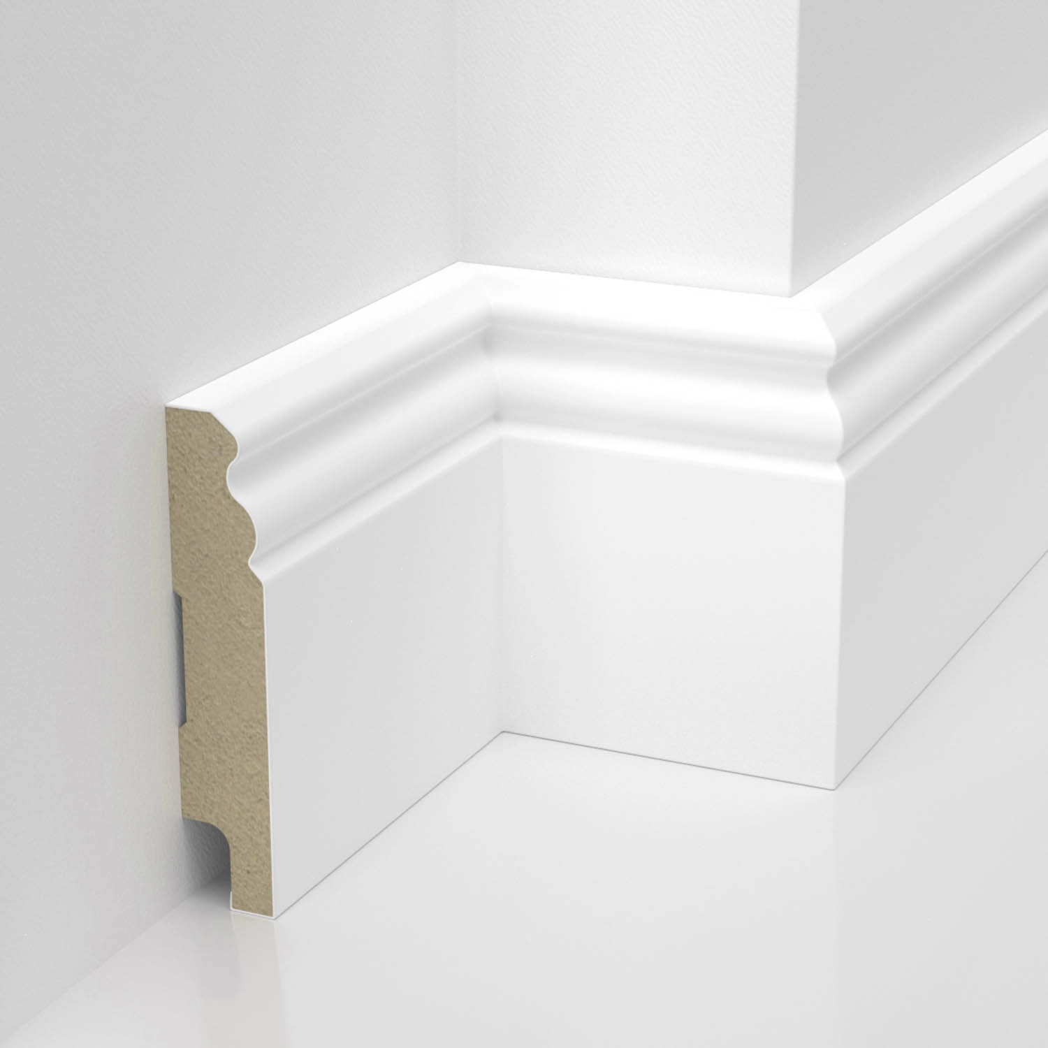 PRÓBKA 20 CM - Listwa przypodłogowa MDF lakierowana biała z wodoodporną powłoką ESTILO 8cm