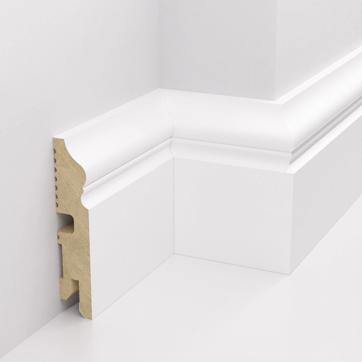 Listwa przypodłogowa MDF lakierowana biała ozdobnie frezowana FOGE LB3 - 8cm