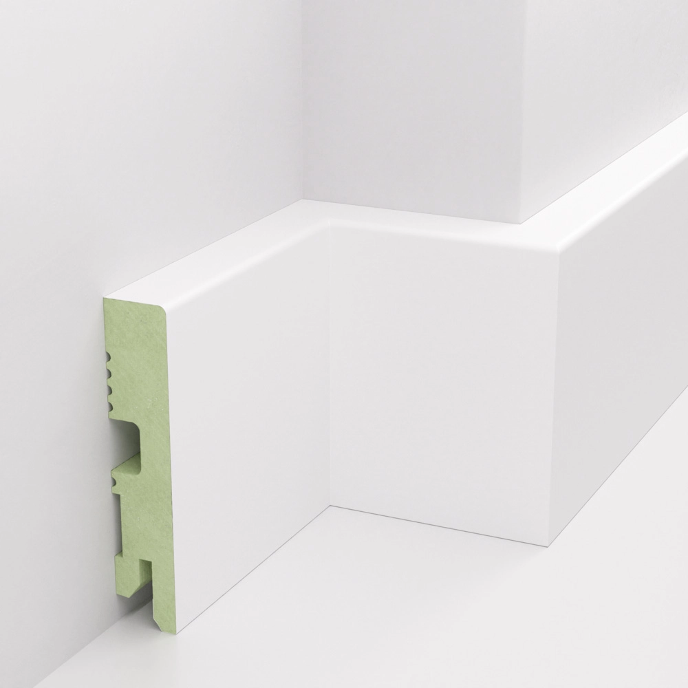 Listwa przypodłogowa lakierowana biała, MDF wilgocioodporny, DUO 8cm