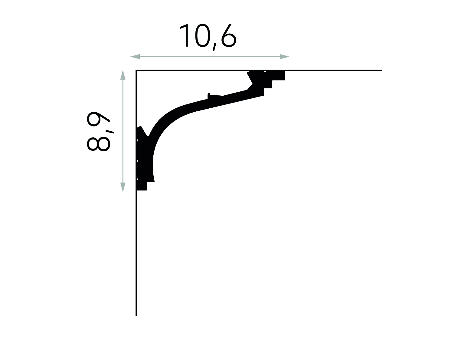 Listwa przysufitowa elastyczna MDB110F biała wym. 200 x 10.6 x 8.9 cm, z flexu