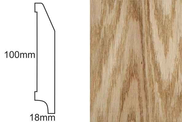 Listwa przypodłogowa fornirowana nielakierowana CP100 RS (240 cm x 10 cm x 1,8 cm) dąb czerwony