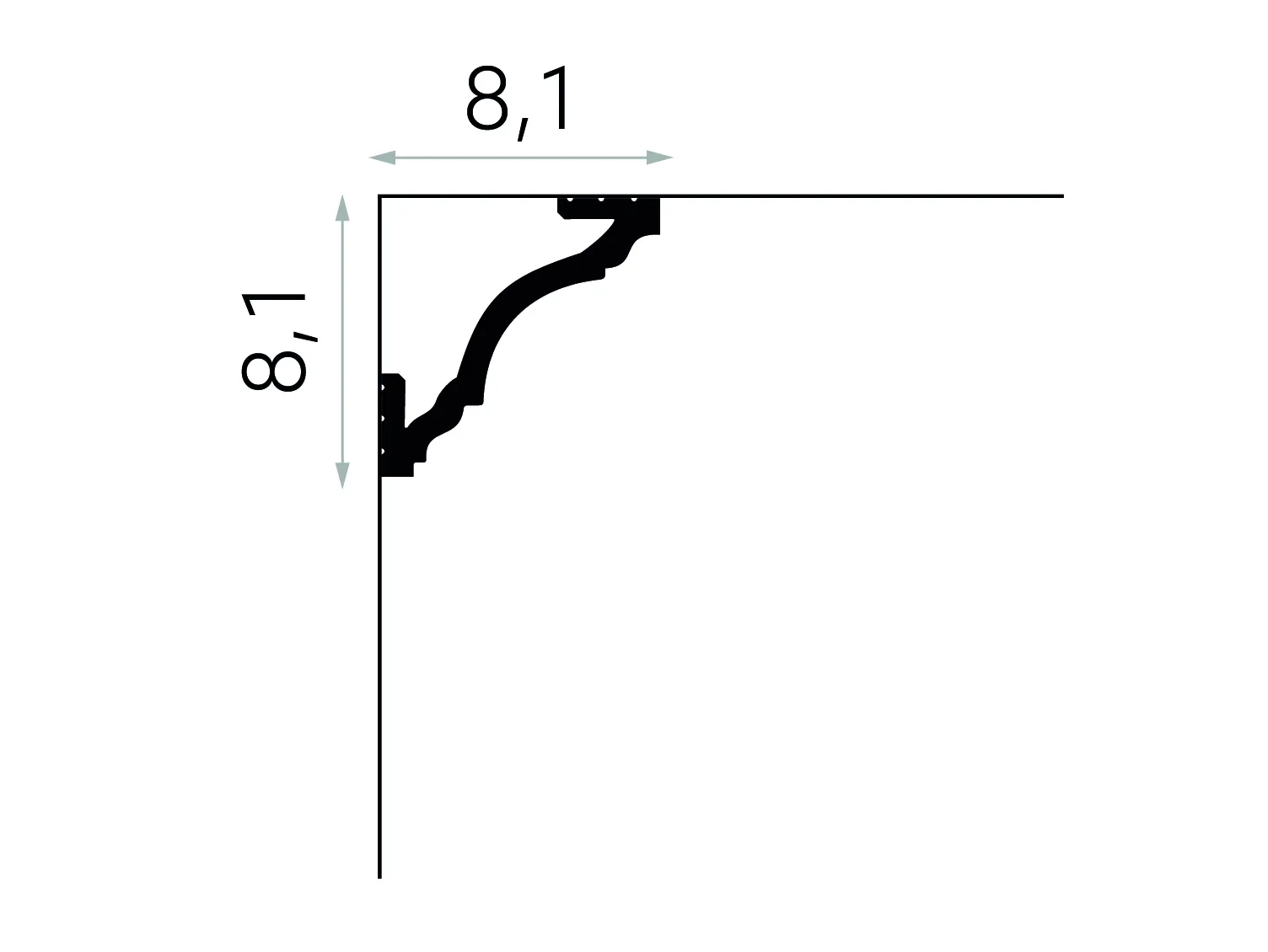 Listwa sufitowa MD213F biała wym. 200 x 8.1 x 8.1 cm, z flexu