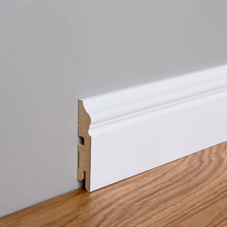 Listwa przypodłogowa MDF lakierowana biała ozdobnie frezowana FOGE LB3 - 8cm