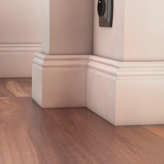 Listwa przypodłogowa MDF PLUS F7 biała półmatowa wilgocioodporna (262 cm x 8 cm x 1,6 cm)