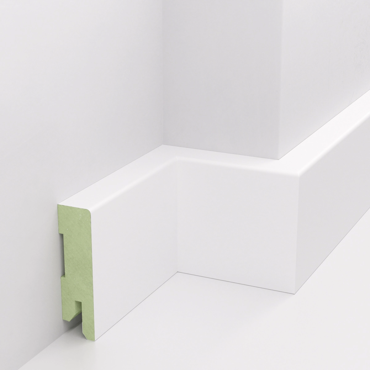 PRÓBKA 20 CM - Listwa przypodłogowa lakierowana biała, MDF wilgocioodporny, DUO 6cm