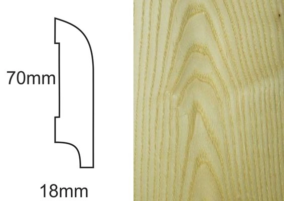 Listwa przypodłogowa fornirowana nielakierowana CP70 R25 (240 cm x 7 cm x 1,8 cm) jesion select