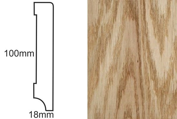 Listwa przypodłogowa fornirowana lakierowana CP100 R3 (240 cm x 10 cm x 1,8 cm) dąb czerwony