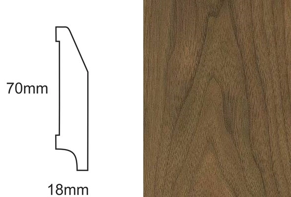Listwa przypodłogowa fornirowana nielakierowana CP70 RS (240 cm x 7 cm x 1,8 cm) orzech
