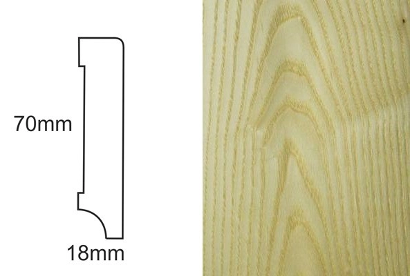 Listwa przypodłogowa fornirowana lakierowana CP70 R3 (240 cm x 7 cm x 1,8 cm) jesion select